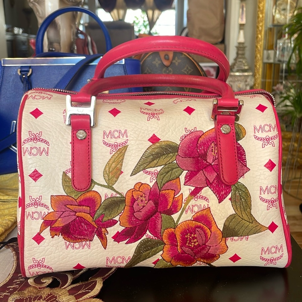 Rare!!! Hard to find Embroidered MCM Boston bag.